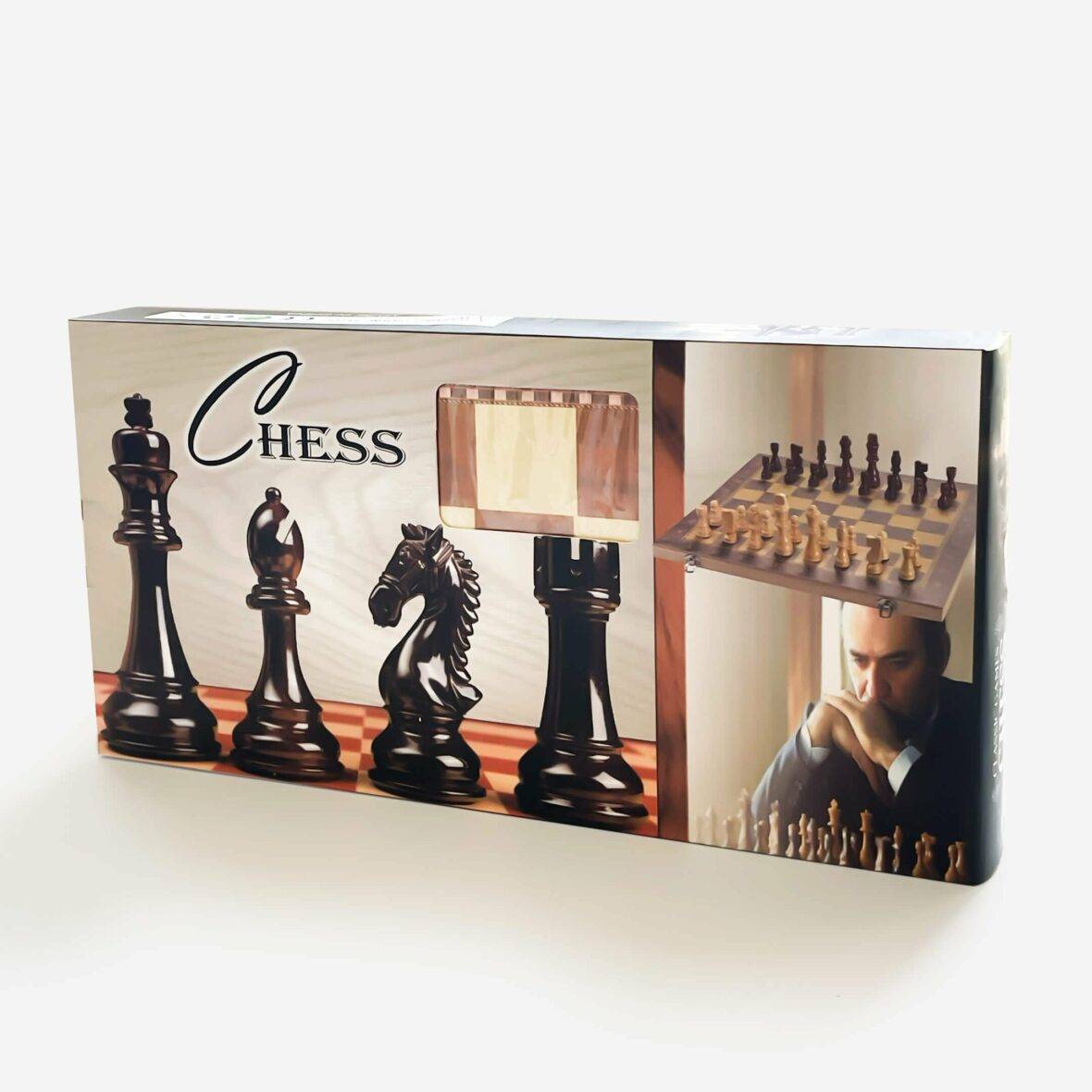 Coffret en bois 3en 1 jeux d’échecs -Dame- Backgammon (25/25 cm)