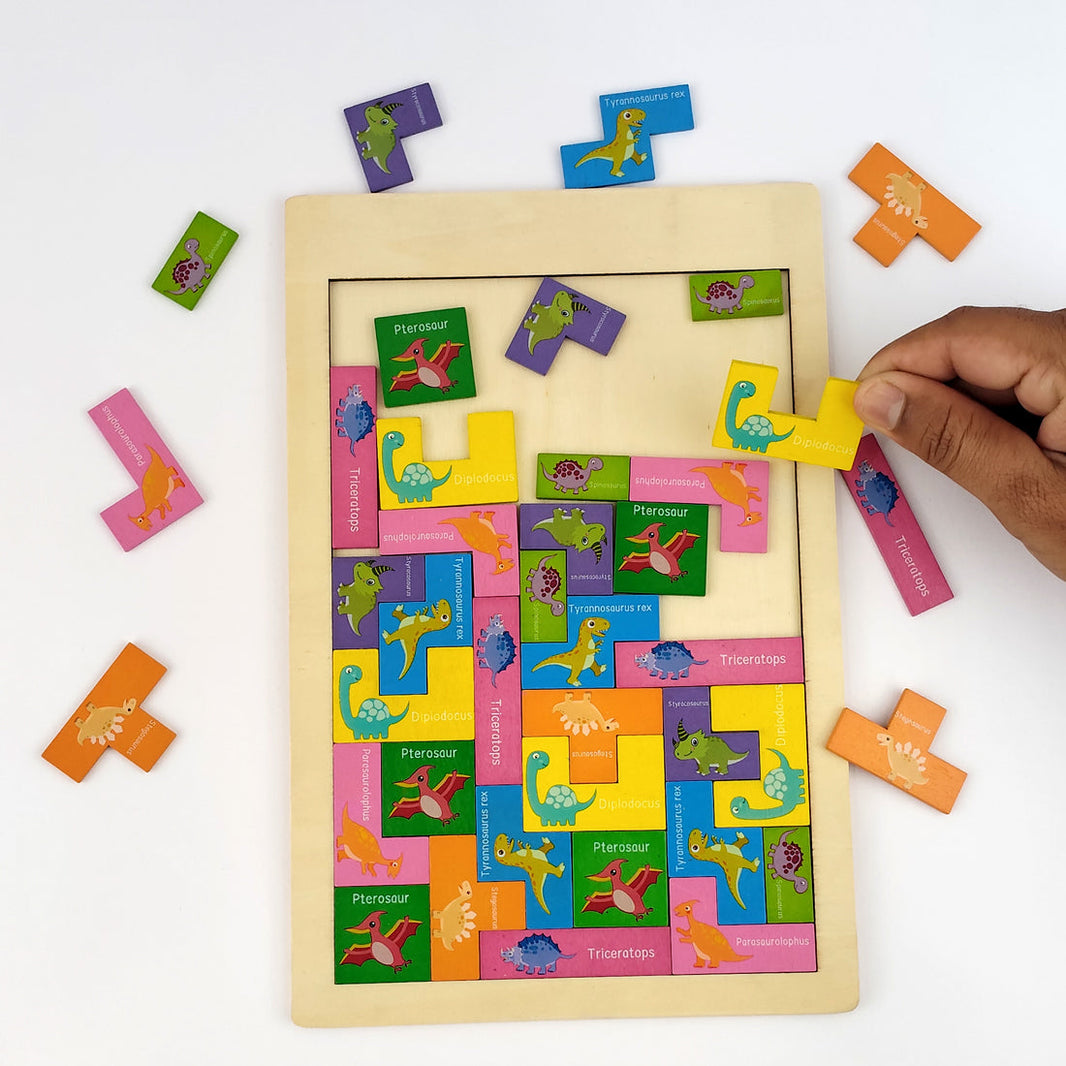 Tetris en bois éducatif – Thèmes variés